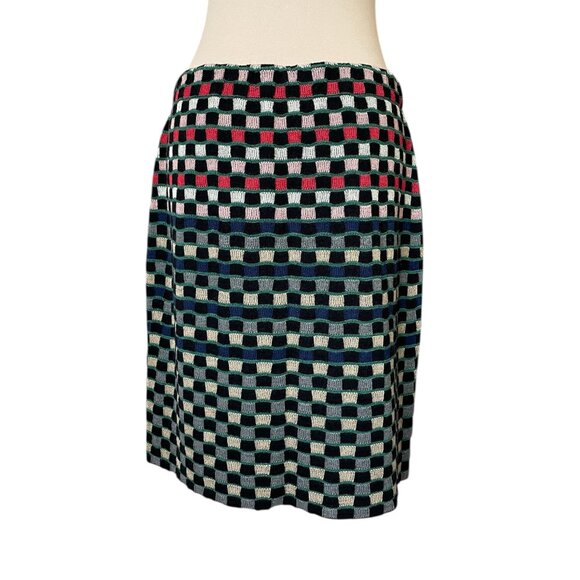 Anthropologie Aldomartins Wool Blend Knit Pencil Geometric Checker Skirt, Sz XL - Picture 2 of 7
